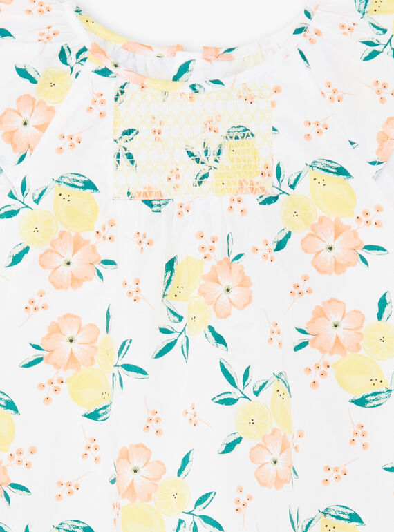 Vestido branco e amarelo estampado limão e florido menina ZICITETTE / 21E2PFO1ROB000
