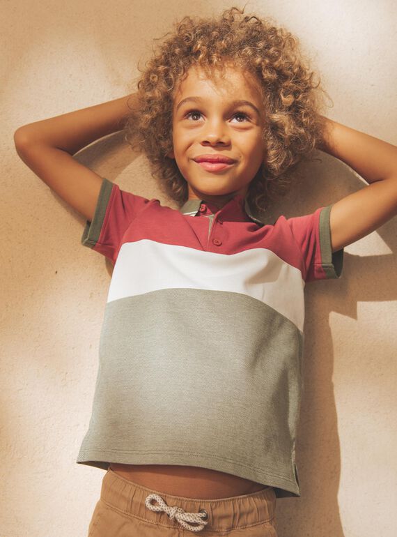 Camisa pólo com dinossauro colorblock FRIPLAGE1 / 23E3PGD1POL628
