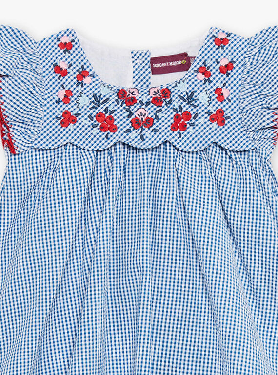 Conjunto vestido bordado e bloomer em seersucker aos quadrados bebé menina CAFABIENNE / 22E1BF81ROB208