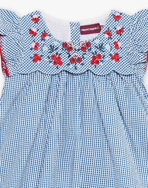 Conjunto vestido bordado e bloomer em seersucker aos quadrados bebé menina CAFABIENNE / 22E1BF81ROB208