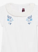 Body cru com gola aos folhos e bordados floridos bebé menina CANORA / 22E1BFK1BOD001