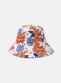 Chapéu à pescador branco com estampado flores tropicais laranja e azul KLOBOBETTE / 24E4PFS1CHA001