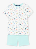 Conjunto de praia cru e azul-celeste t-shirt e calções criança menino ZIPALAGE4 / 21E3PGQ3ENS001