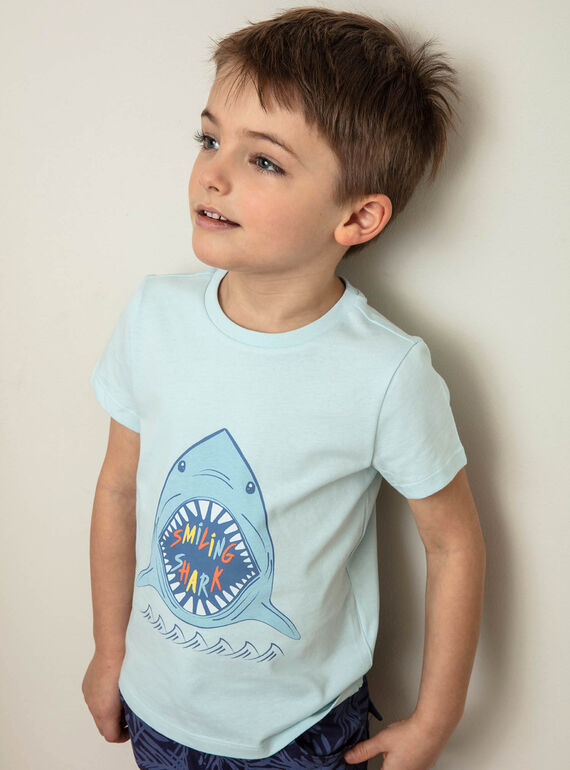 T-shirt azul com padrão tubarão ZUZAGE1 / 21E3PGL3TMC614