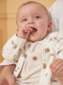 Conjunto babygro e casaco de malha bege e cru em veludo LOHENN / 24H0NG21ENSA011