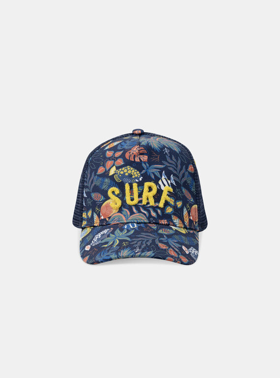 Boné azul-marinho com estampado folhas tropicais e peixes KLOFAGE / 24E4PGS1CHAC234