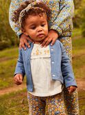 Camisa crú com leggings e fita para o cabelo azul marinho às flores 23E1BF81ENS001