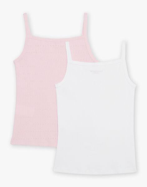 Pack de 2 camisolas de alças cru e rosa-pétala em algodão biológico FLOTOETTE / 23E5PFH1HLI309