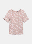 T-shirt cor-de-rosa florida com mangas em balão KRIBLETTE 1 / 24E2PFB3TMC311