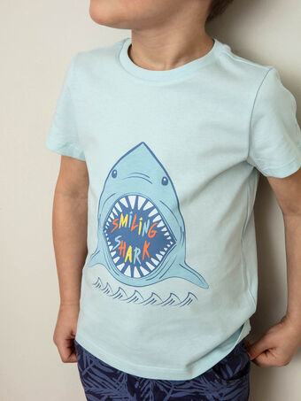 T-shirt azul com padrão tubarão ZUZAGE1 / 21E3PGL3TMC614