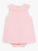 Vestido em popelina rosa com bordados de conchas e bloomer bebé menina CASOLEIL / 22E1BFN1ROBD315