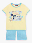 Pijama amarelo-florescente e azul com padrão de crocodilo na praia menino CAPLAGE / 22E5PG51PYJB113