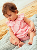 Vestido em popelina rosa com bordados de conchas e bloomer bebé menina CASOLEIL / 22E1BFN1ROBD315
