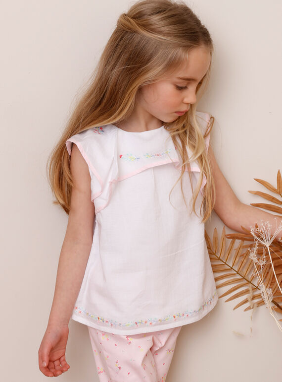 Camisa com folhos cru menina TYBOETTE / 20E2PFJ1CHE000