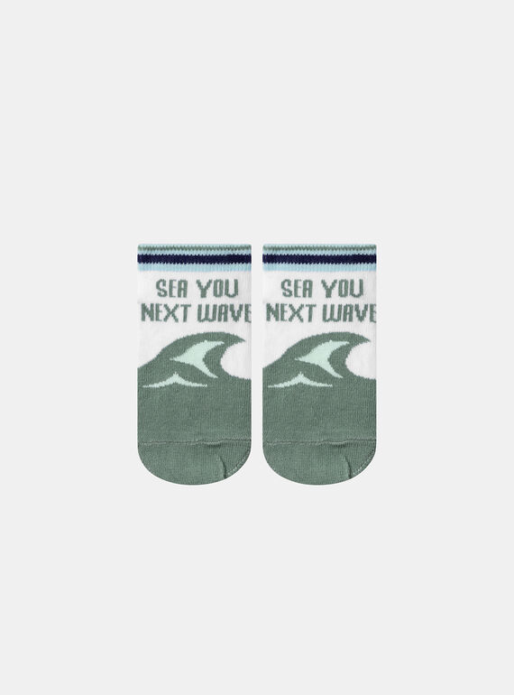 Meias Jacquard See You Next Wave Brancas e Turquesas KLIVAGAGE / 24E4PGR1SOQG600