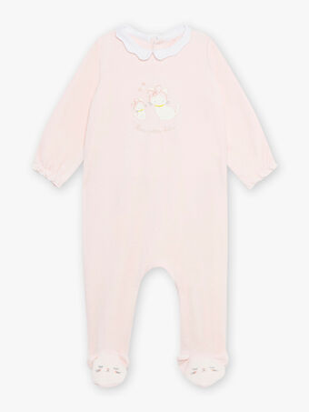 Babygro em veludo rosa com padrão de gatinhos bebé menina CEAGATHE / 22E5BF61GRE030