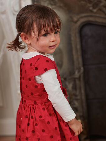 Vestido acetinado vermelho às bolas bebé menina BATESS / 21H1BFR1CHS050