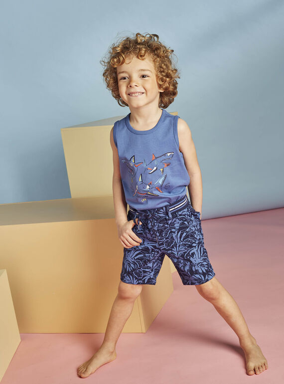 Bermudas azul-marinho estampado de folhagem menino 22E3PGT3BER070