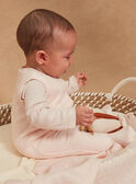 Babygro rosa-pálido e casaco de malha cru em veludo em algodão biológico e poliéster reciclado GOLDIA / 23H0NFB1ENS001