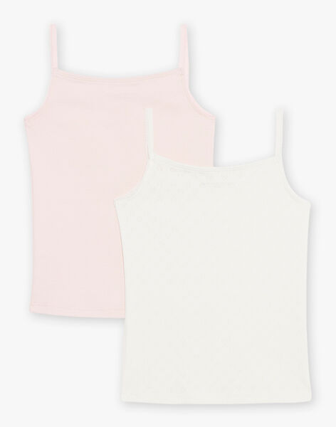 Pack com 2 camisolas de alças em algodão biológico cru e rosa DOUBINETTE / 22H5PF41HLI001