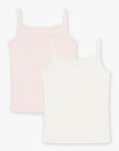 Pack com 2 camisolas de alças em algodão biológico cru e rosa DOUBINETTE / 22H5PF41HLI001