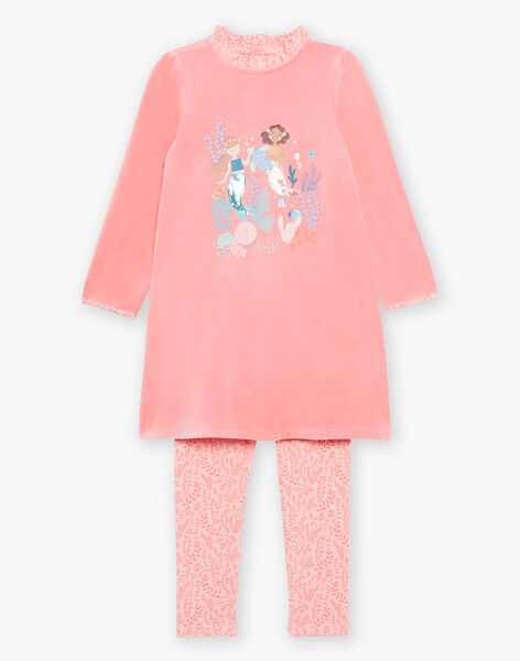 Pijama de duas peças de veludo rosa com sereias 23E5PF22CHN404