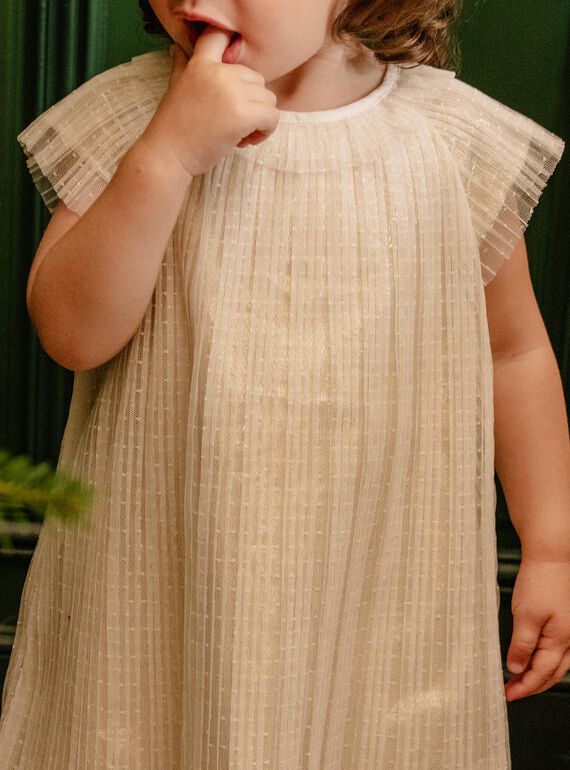 Vestido plissado em tule DAVOLIE / 22H1BF62ROB005