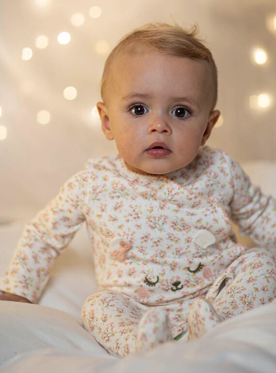 Babygro cru com estampado florido rosa bebé menina CEDANAE / 22E5BF43GRE001