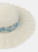 Chapéu de Palha com Fita Estampada Floral Areia 