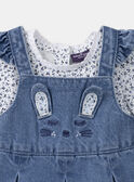 Conjunto body e vestido-jardineira azul e cru LACELIA / 24H1BFJ1ENS001