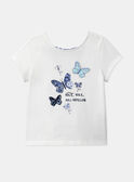 T-shirt branco-cru com borboletas LEPAPYETTE / 24H2PFJ1TMC001