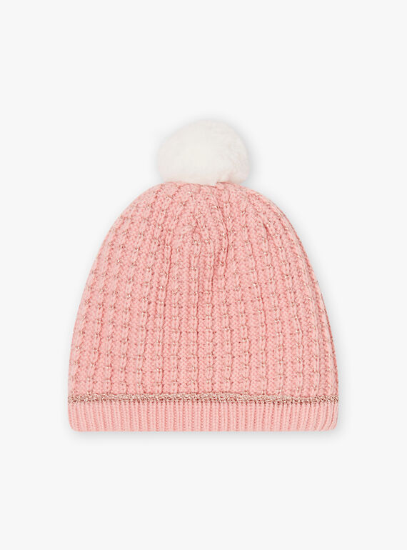 Gorro em malha decorativa rosa pálido menina BLODAETTE / 21H4PFD1BOND300
