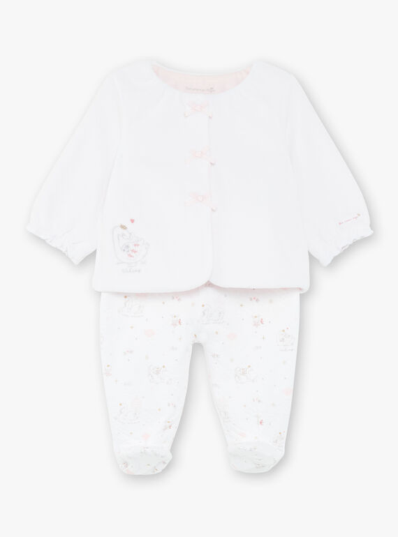 Conjunto casaco de veludo decorativo e calças em túnica cru bebé menina ZOLOUNA / 21E0NFG2ENS000