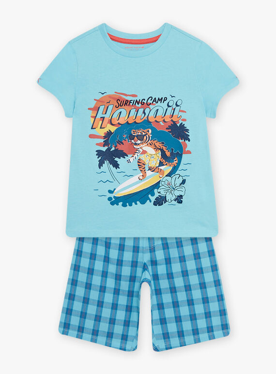 Conjunto pijama azul-turquesa com padrão surf menino CAWAIAGE / 22E5PG55PYJC216