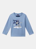 T-shirt azul-celeste em jersey com motivo de texugo guitarrista LETICHAGE / 24H3PGJ1TMLC236
