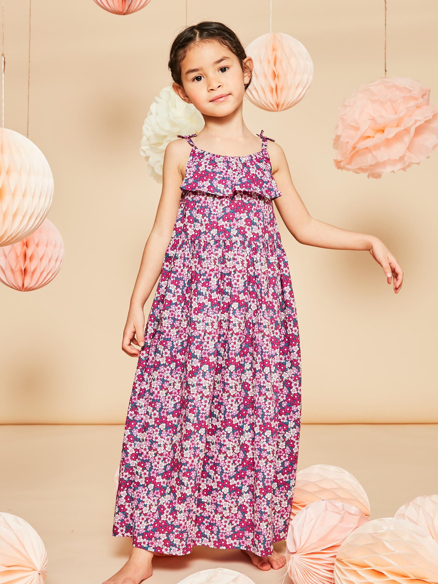 Vestido comprido c ssis com estampado florido Menina Sergent Major