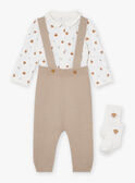 Conjunto calças, body e meias bege e branco LONDON / 24H0CM11ENS007