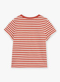 T-shirt ruivo e areia com estampado às riscas FLIROAGE / 23E3PGP1TMCE406