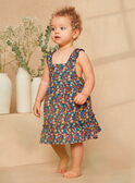 Vestido azul-marinho com estampado flores e peixes multicores em popelina KAZAZIE / 24E1BFS2ROB718