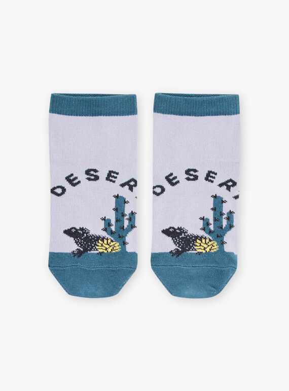 Meias curtas lilás e azul-pato com padrão jacquard deserto FLANAGE / 23E4PGO1SOBH700