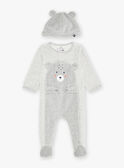 Conjunto babygro-pijama e gorro cinzento com estampado às riscas KEDIBOU / 24E5BG55GRE943