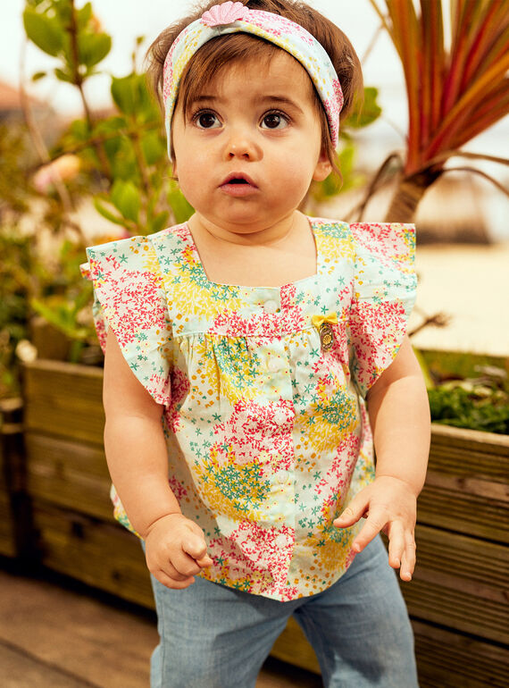 Blusa em cetim de algodão com estampado florido bebé menina CASABRINA / 22E1BFN1CHE811