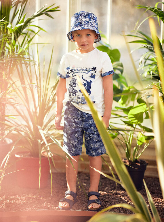 Bermudas azul com estampado folhagem menino CIPOPAGE / 22E3PGK2BERC211