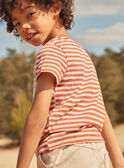 T-shirt ruivo e areia com estampado às riscas FLIROAGE / 23E3PGP1TMCE406