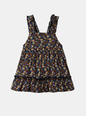 Vestido azul-marinho com estampado flores e peixes multicores em popelina KAZAZIE / 24E1BFS2ROB718