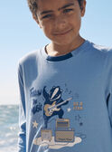 T-shirt azul-celeste em jersey com motivo de texugo guitarrista LETICHAGE / 24H3PGJ1TMLC236