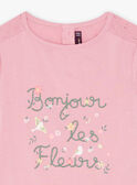 T-shirt rosa bordada com inscrição florida fantasia menina CETIETTE / 22E2PFB1TMC305