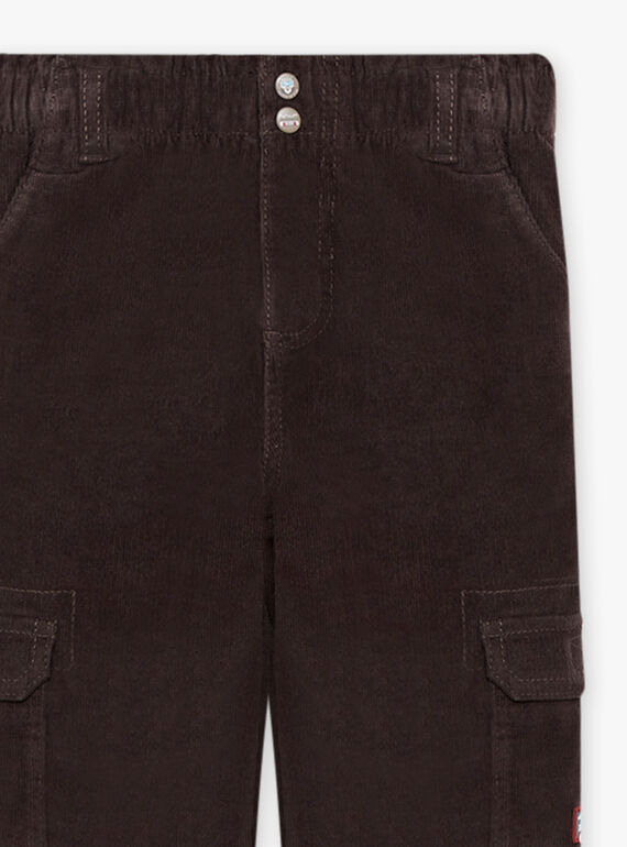 Calças com vários bolsos preto em veludo menino BOROAGE / 21H3PGO2PAN814