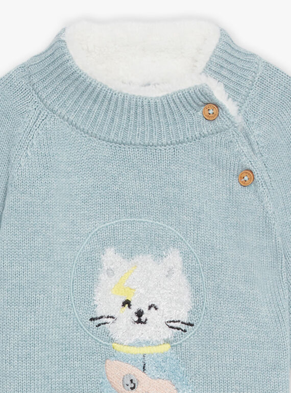Camisola média em tricô turquesa DAUGO / 22H1BGZ2PUL219
