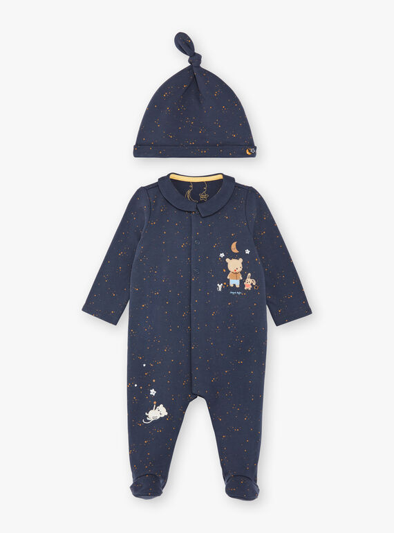 Conjunto azul noite babygro e gorro de moletão ZEBERNIE / 21E5BGH2GRE705
